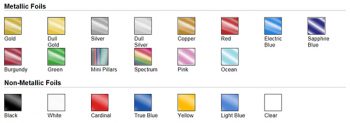 9" x 12" Foil Stamped Recycled Presentation Folders 4 Metallic and Non-Metallic Color Swatches